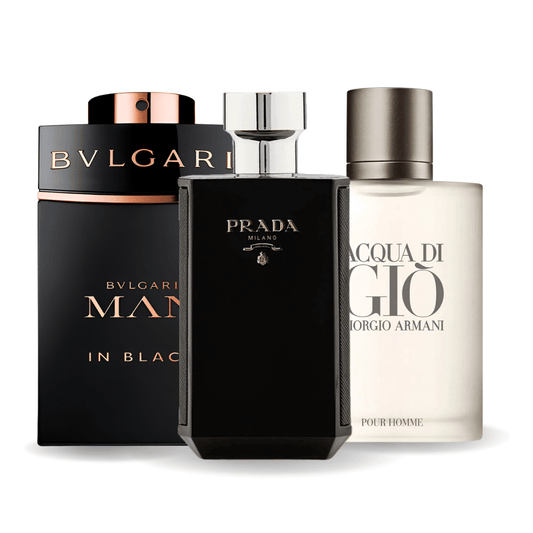 Set de 3 Perfumes | Bvlgari In Black, Giorgio Armani Acqua Di Gio, L'Homme Prada Intense 100 ml