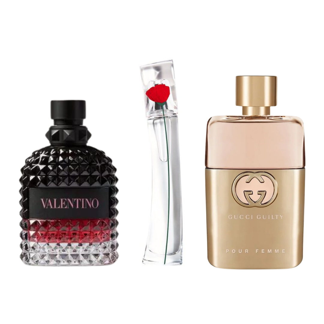 Set de 3 Perfumes | Gucci Guilty, Valentino Intense, Flower Kenzo 100 ml